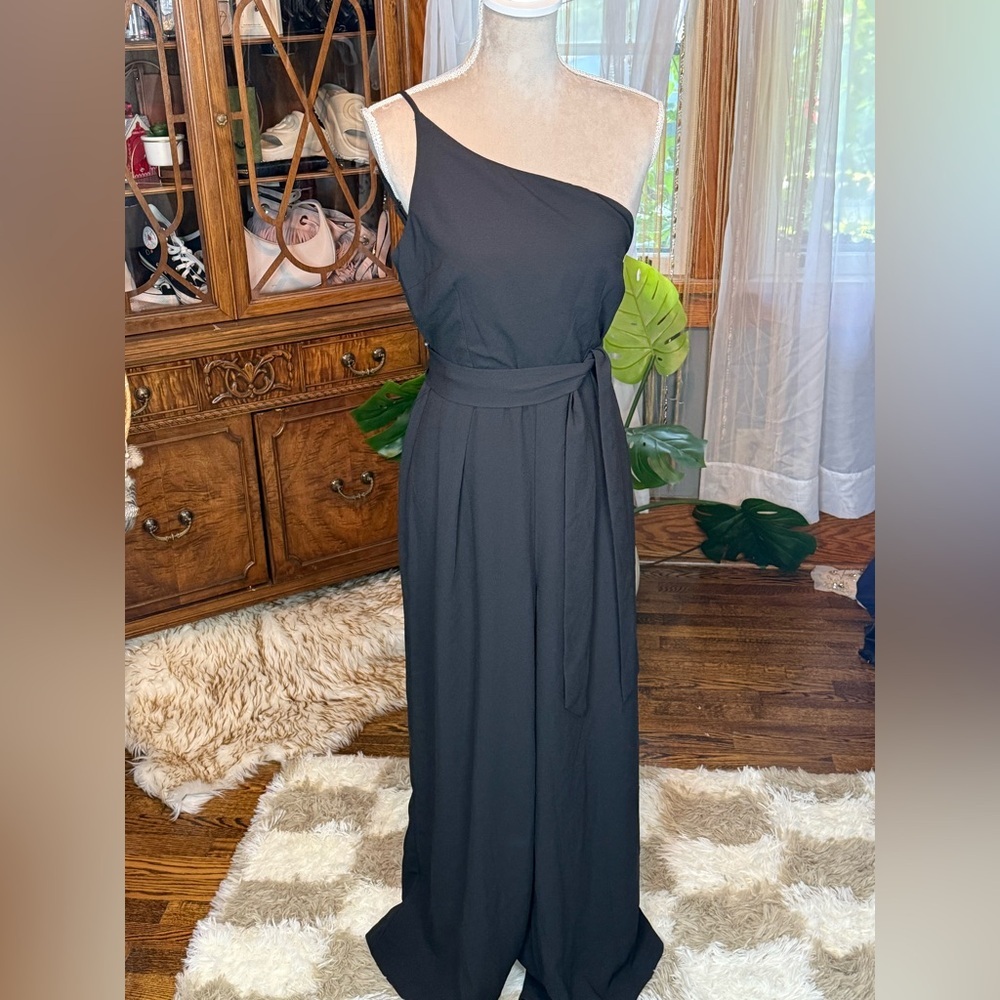 Petal & Pup One Shoulder Black Jumpsuit